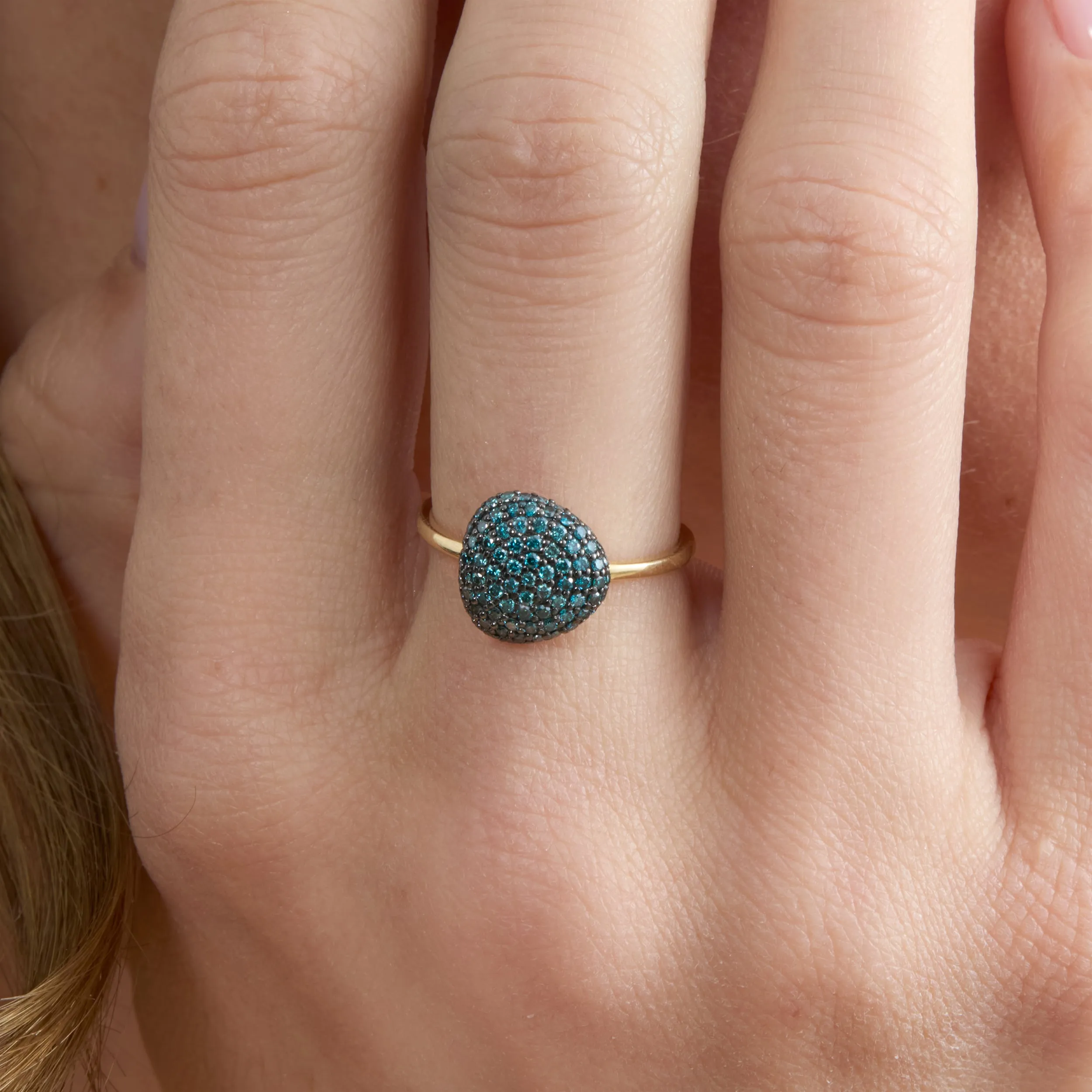 Pave Blue Diamond Ring, Holly