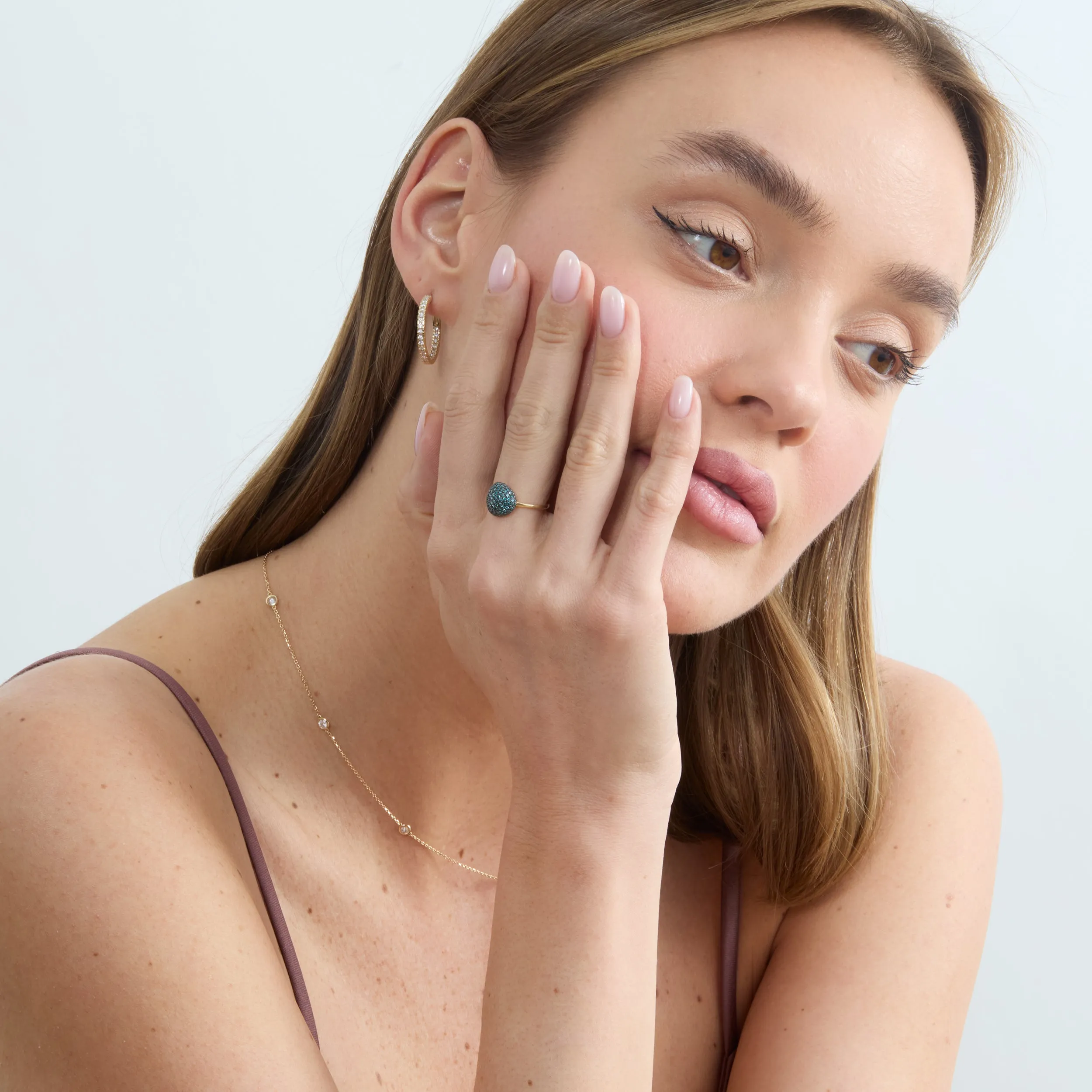 Pave Blue Diamond Ring, Holly