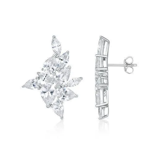 Pear and Marquise fancy earrings with 10.92 carats* of diamond simulants in 10 carat white gold