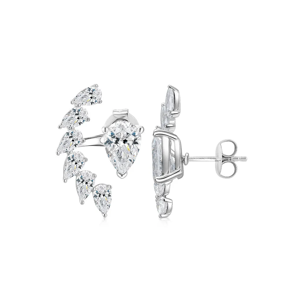 Pear stud earrings with 5.66 carats* of diamond simulants in 10 carat white gold