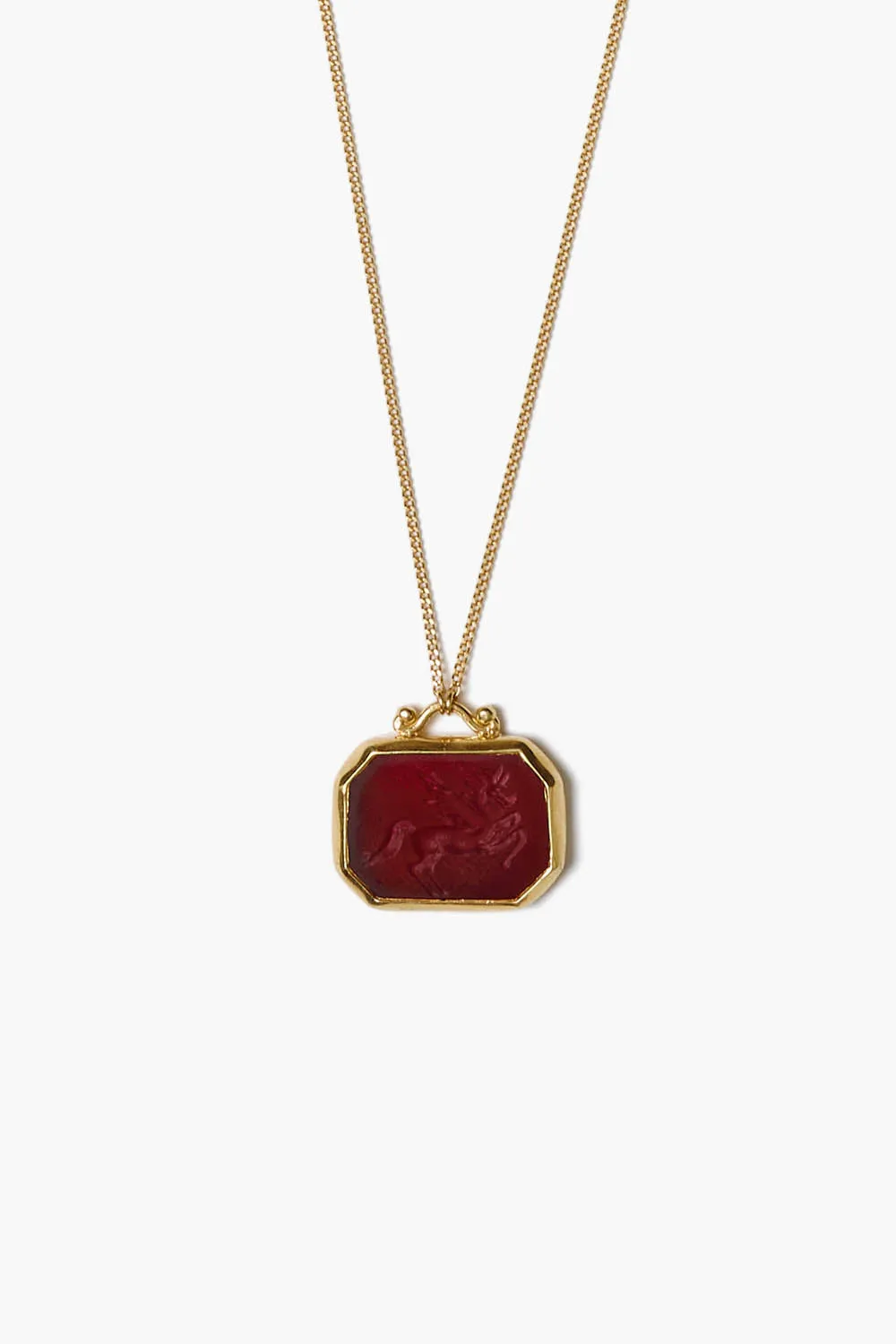 Pegasus Intaglio Pendant Necklace Carnelian