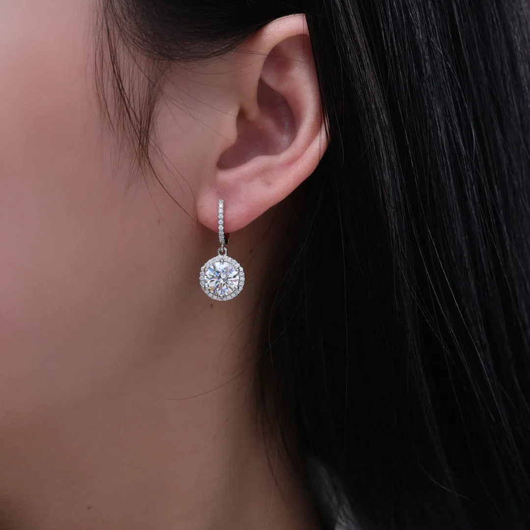 Perfect Halo 5 Carat Diamond Crystalline Earring Dangles