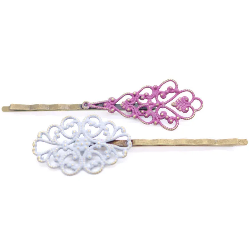 Perfect Harmony Bobby Pins (2 pack) - Ornate Metal Filigree Bobby Pins