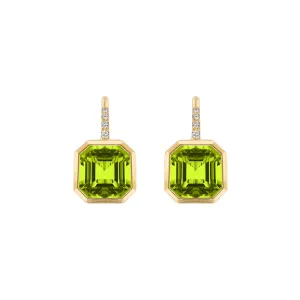 Peridot Earrings with Diamonds