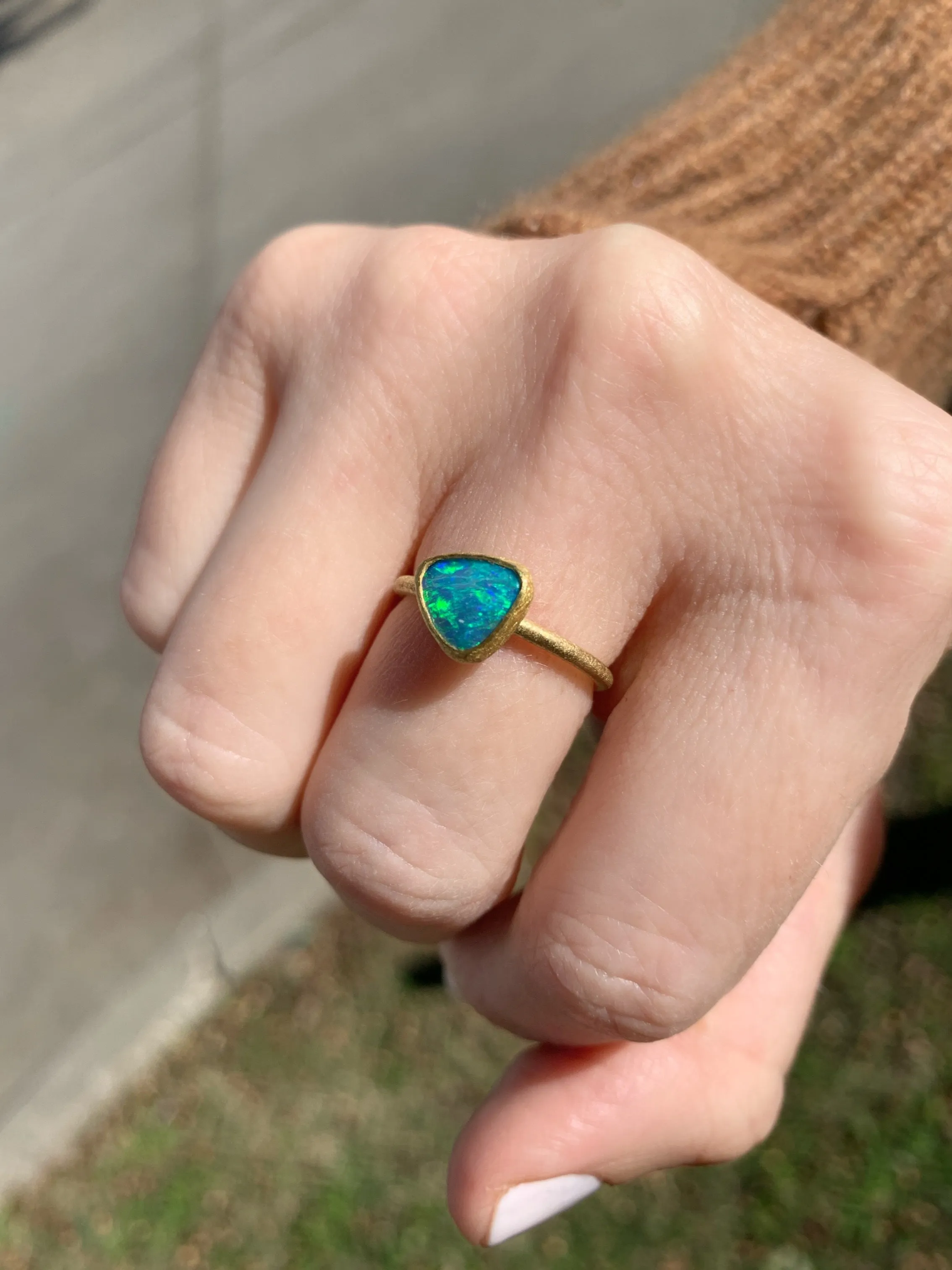Petra Class Australian Opal Doublet Gold Stack Ring