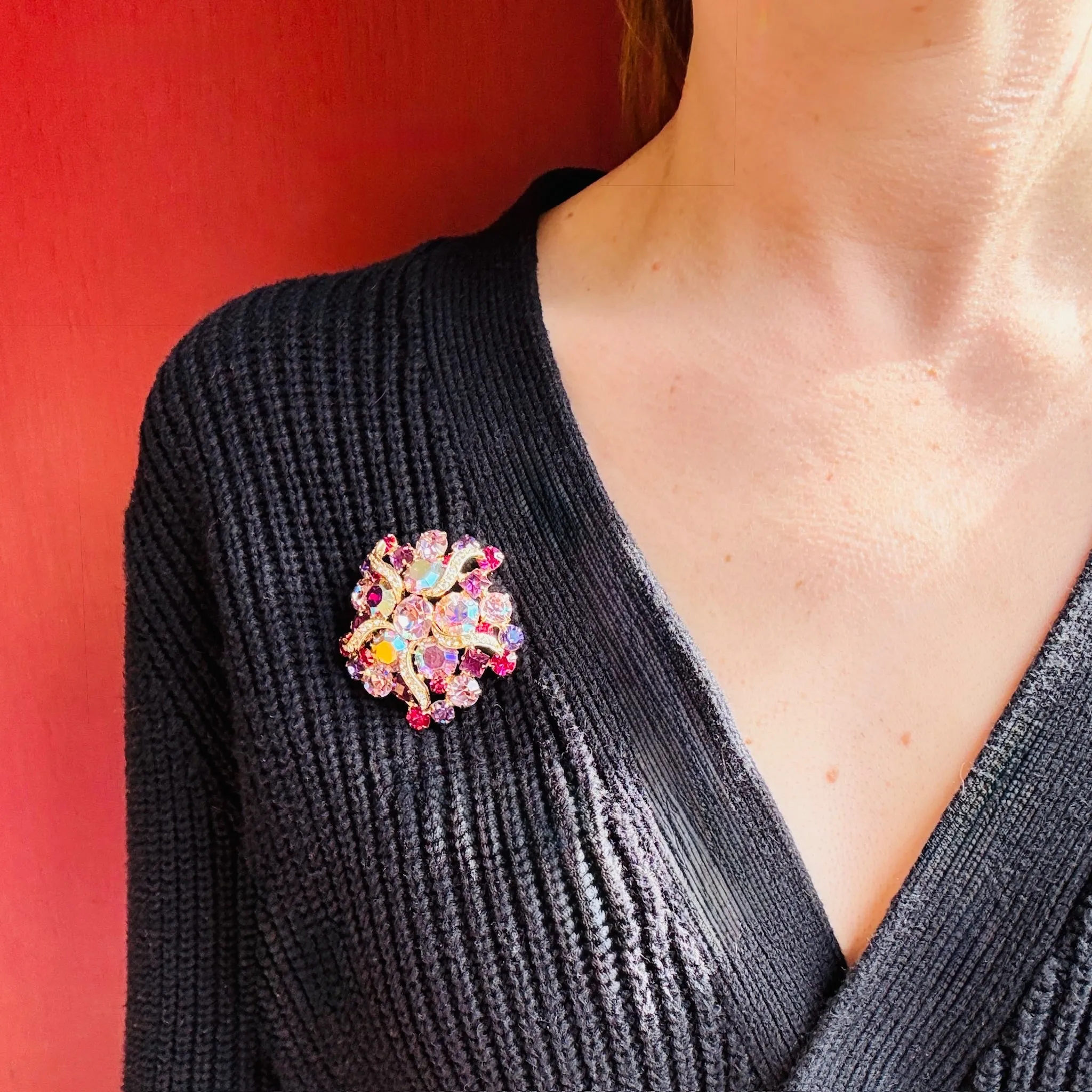 Pink & Purple Pinwheel Costume Brooch