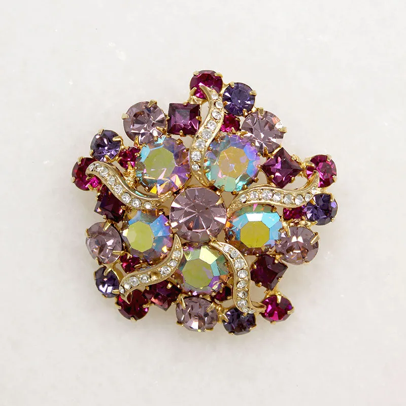 Pink & Purple Pinwheel Costume Brooch