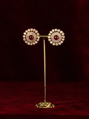 Pink Color Gold Plated Moissanite Earrings - MO-EAR49P
