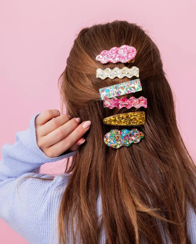 Pink Confetti Hair Clip Set