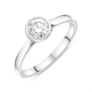 Platinum 0.50ct Diamond GIA Certified Wed Fit Solitaire Ring