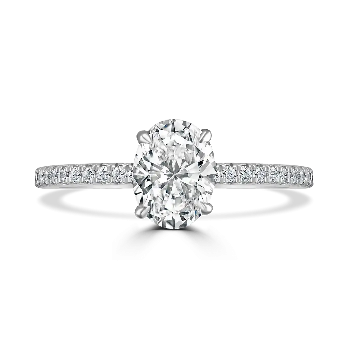 Platinum 1.5ct Oval Cut Laboratory Grown Diamond Solitaire With Diamond Shoulders