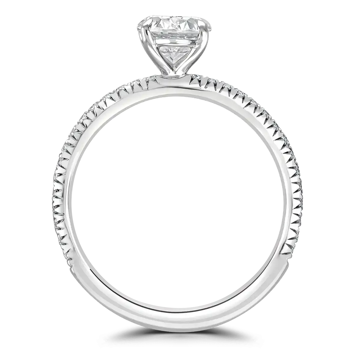 Platinum 1.5ct Oval Cut Laboratory Grown Diamond Solitaire With Diamond Shoulders