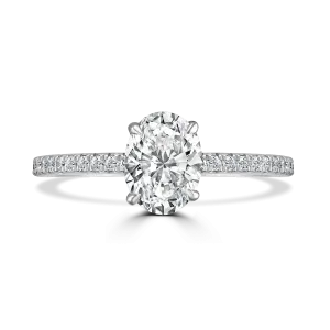 Platinum 1.5ct Oval Cut Laboratory Grown Diamond Solitaire With Diamond Shoulders