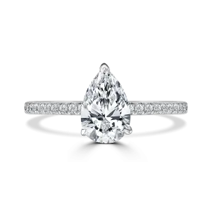 Platinum 1.5ct Pear Cut Laboratory Grown Diamond Solitaire With Diamond Shoulders