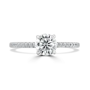 Platinum 2ct Round Brilliant Cut Laboratory Grown Diamond Solitaire With Diamond Shoulders