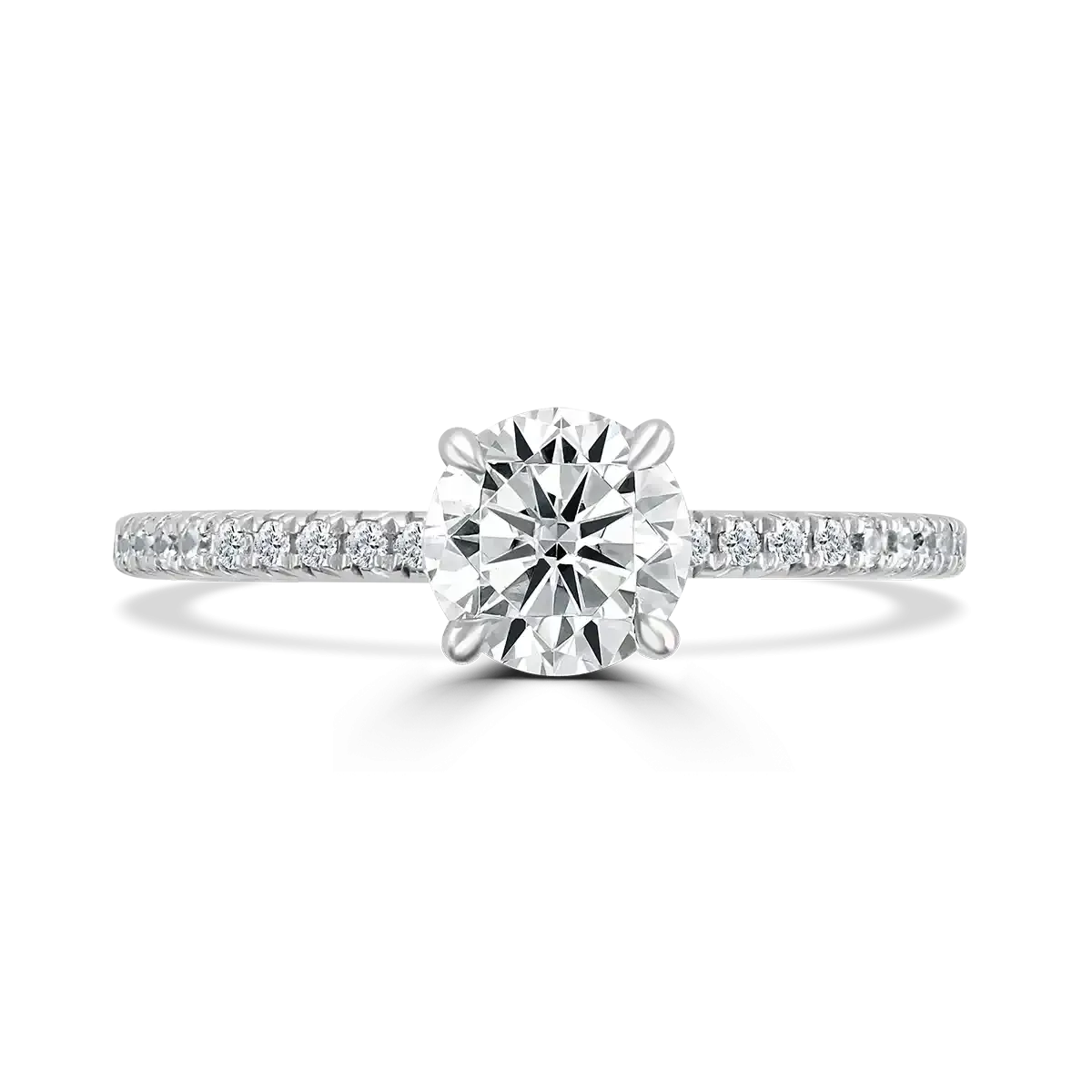 Platinum 2ct Round Brilliant Cut Laboratory Grown Diamond Solitaire With Diamond Shoulders