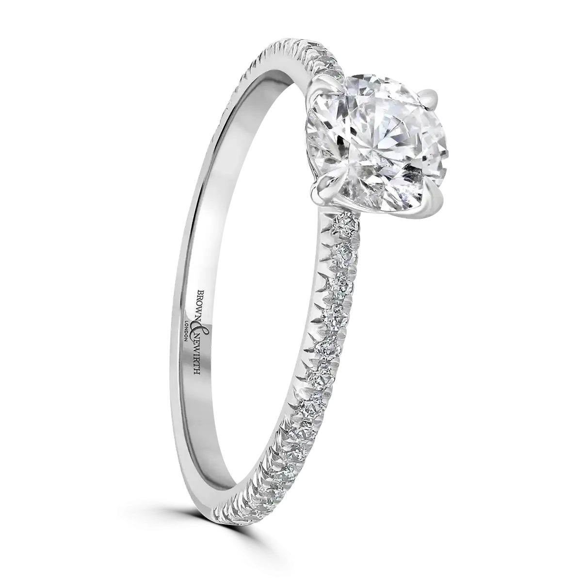 Platinum 2ct Round Brilliant Cut Laboratory Grown Diamond Solitaire With Diamond Shoulders