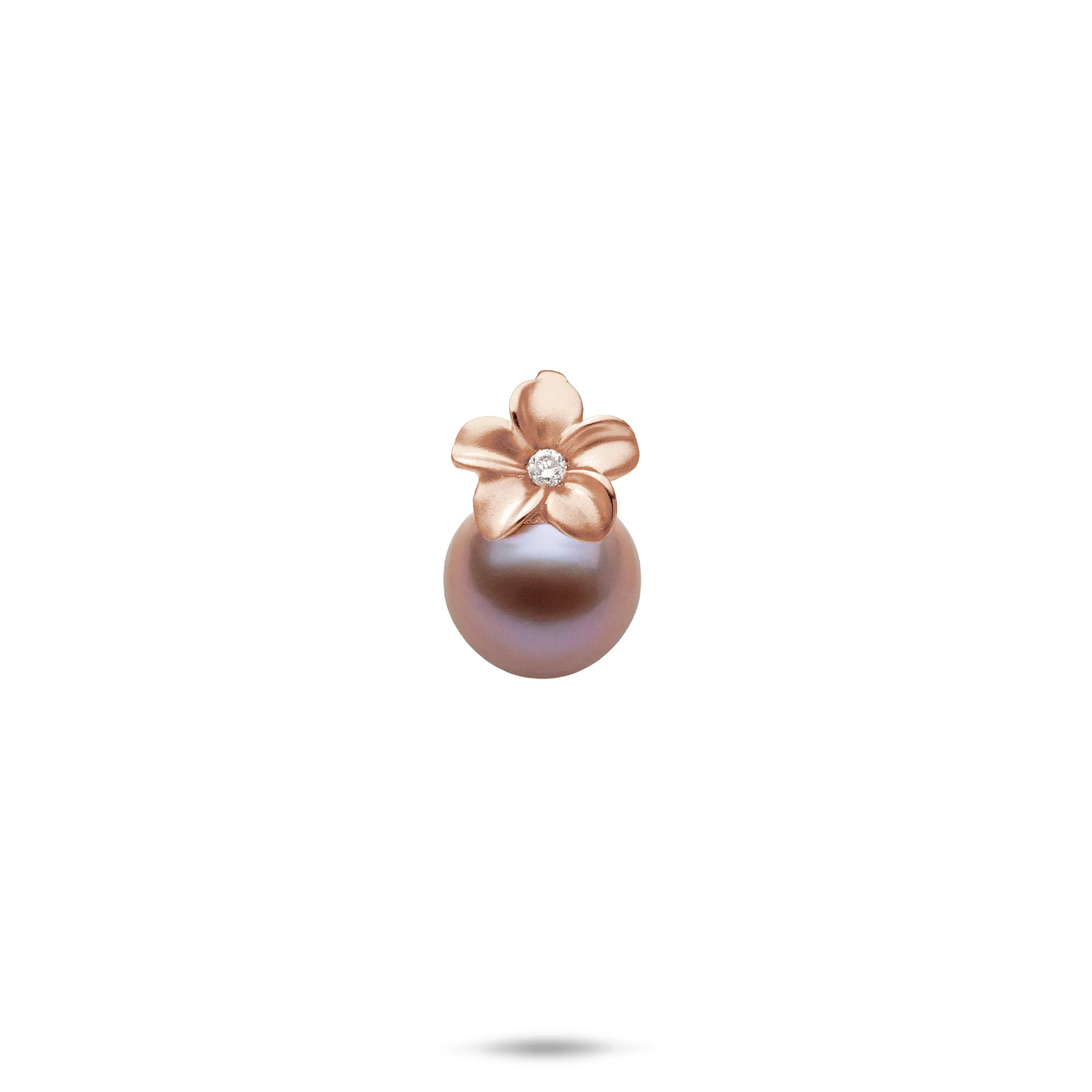 Plumeria Lilac Freshwater Pearl Pendant in Rose Gold - 9-10mm