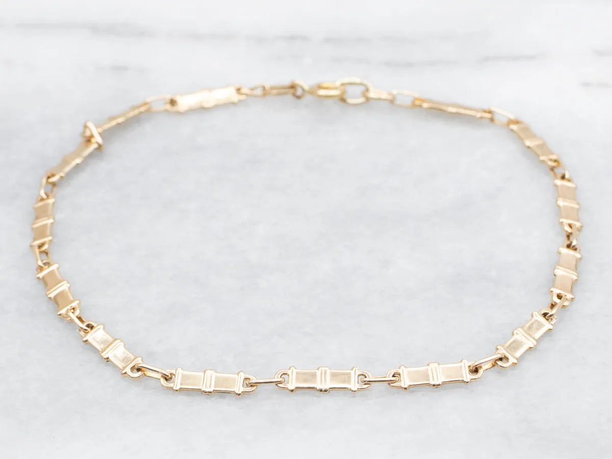 Polished Gold Bar Link Bracelet