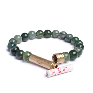 Polished Grass Agate Intention Bracelet