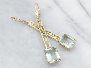 Prasiolite Gold Filigree Drop Earrings