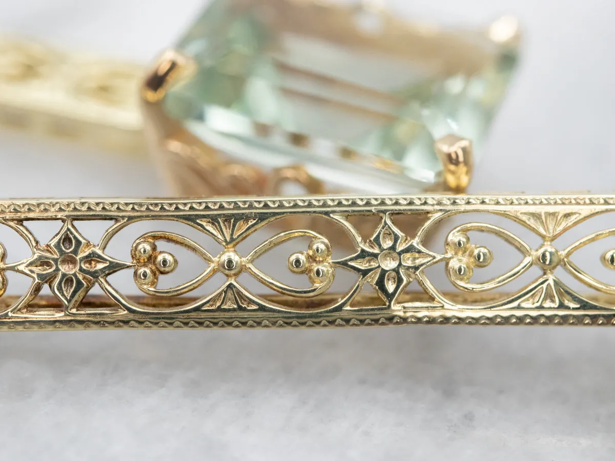 Prasiolite Gold Filigree Drop Earrings