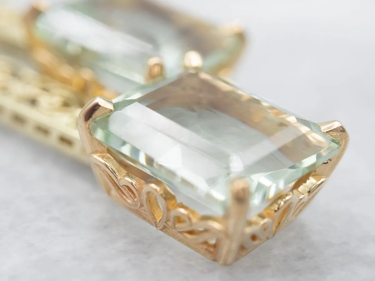 Prasiolite Gold Filigree Drop Earrings