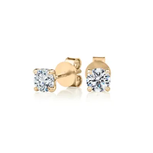Premium Certified Lab-Grown Diamond, 1.00 carat TW round brilliant stud earrings in 14 carat yellow gold