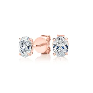 Premium Certified Lab-Grown Diamond, 1.40 carat TW oval stud earrings in 14 carat rose gold