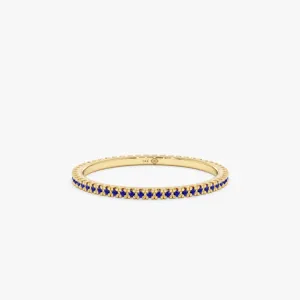 Prong Set Blue Sapphire Eternity Band, Kiki