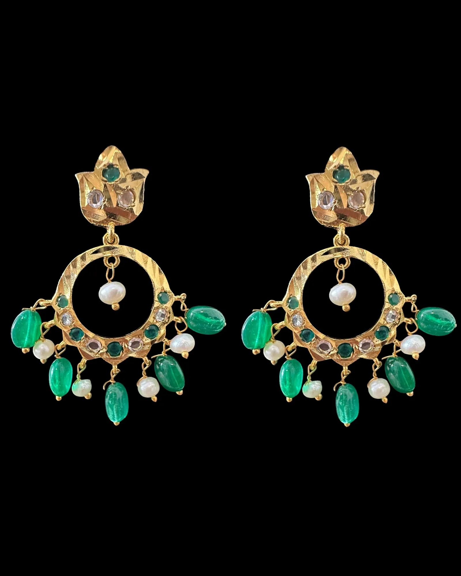 PS559 Hyderabadi / Nizami tirmani in fresh water pearls with chandbali( READY TO SHIP )