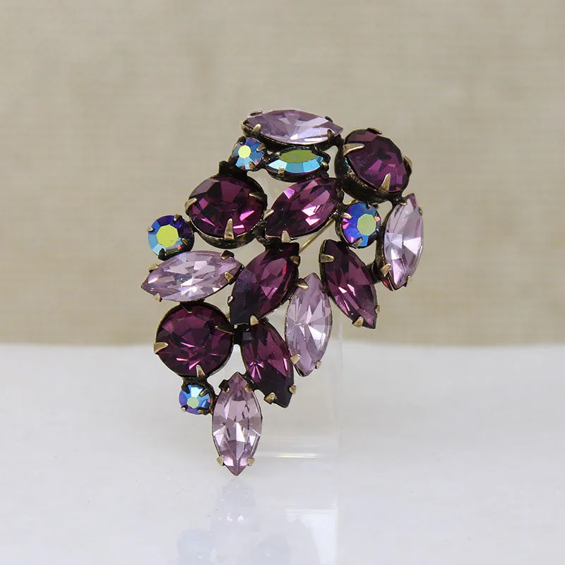 Purple & Lilac Austrian Crystal Brooch by Regency