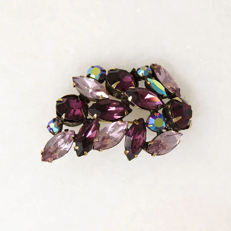 Purple & Lilac Austrian Crystal Brooch by Regency