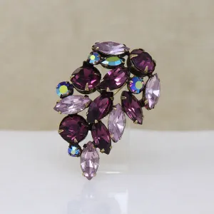 Purple & Lilac Austrian Crystal Brooch by Regency