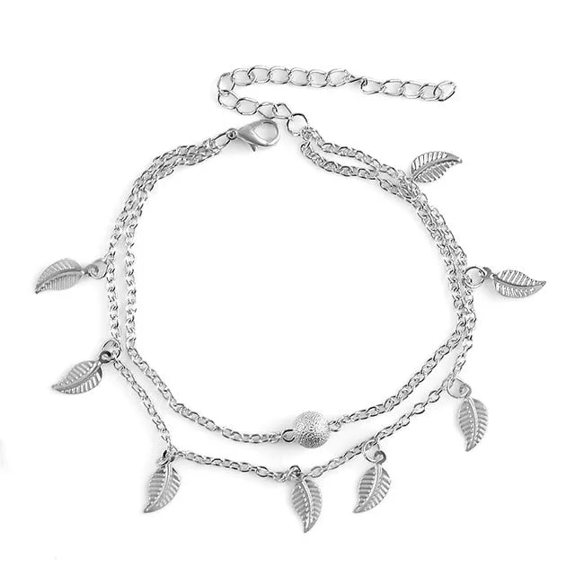 QCOOLJLY Butterfly Pendant Anklets Foot Chain Summer Yoga Beach Leg Bracelet Handmade Anklet Rose Gold Silver Color Jewelry