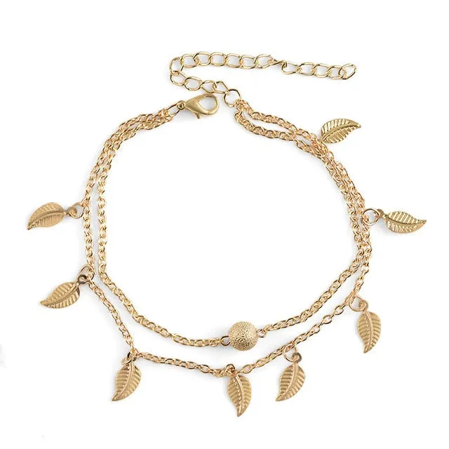 QCOOLJLY Butterfly Pendant Anklets Foot Chain Summer Yoga Beach Leg Bracelet Handmade Anklet Rose Gold Silver Color Jewelry