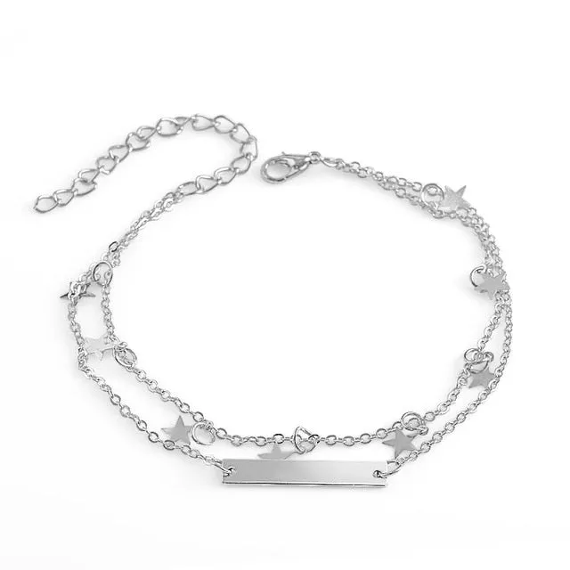 QCOOLJLY Butterfly Pendant Anklets Foot Chain Summer Yoga Beach Leg Bracelet Handmade Anklet Rose Gold Silver Color Jewelry
