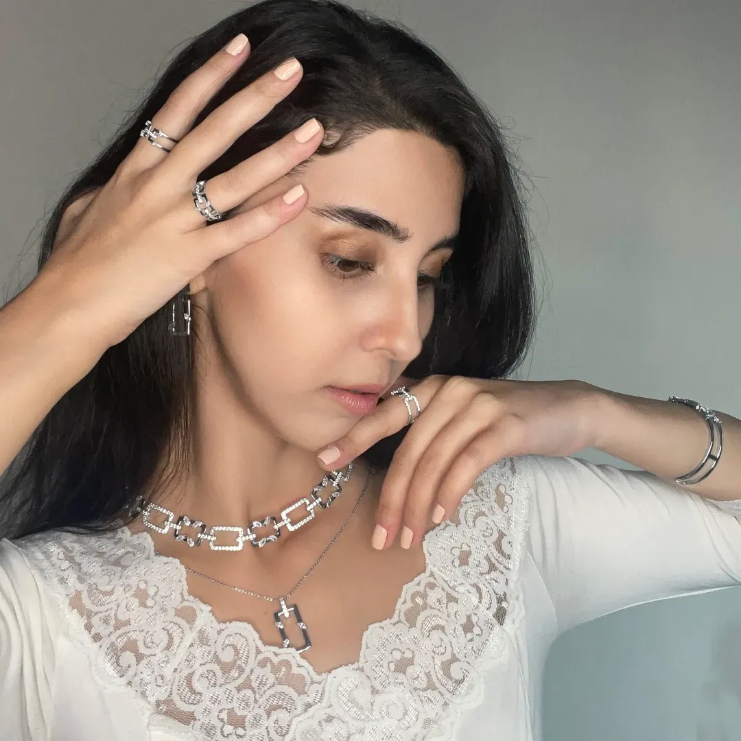 Rectangular Necklace Jasmine Breeze Collection Designed by Golnaz Niazmand