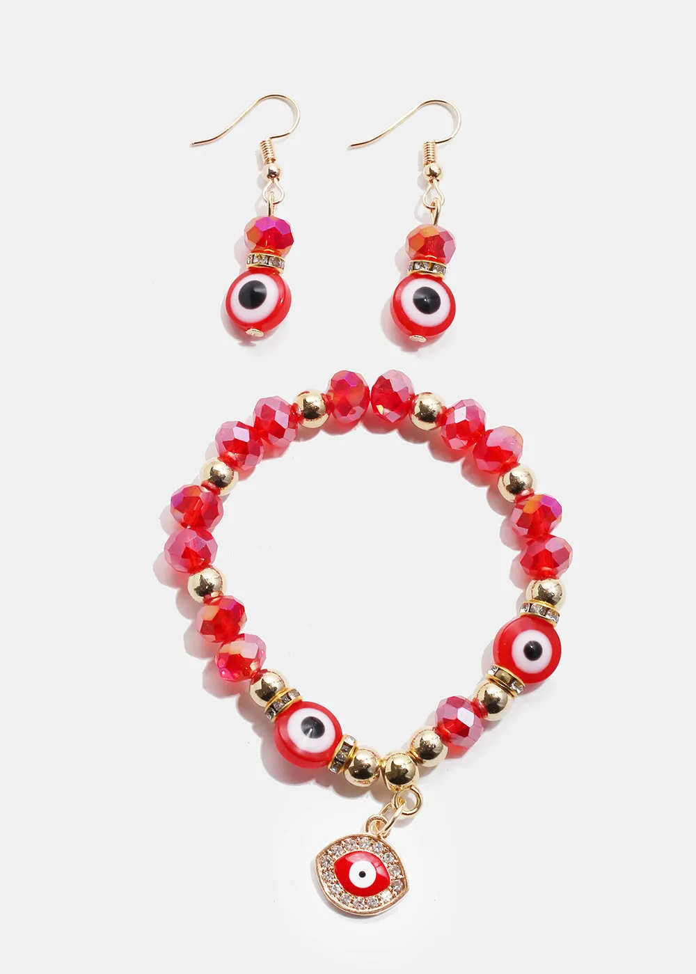 Red Evil Eye Bead & Earring Set