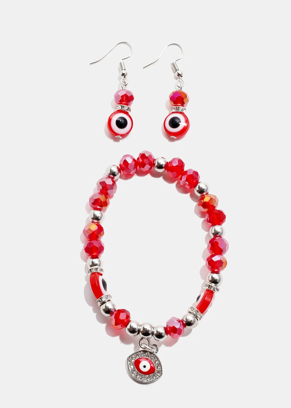 Red Evil Eye Bead & Earring Set