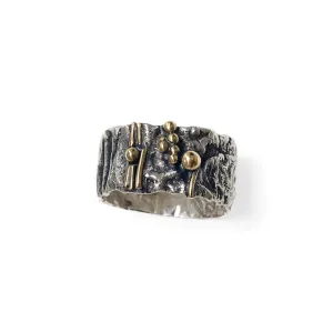 Reticulated Silver Ring with 18k Gold Accent