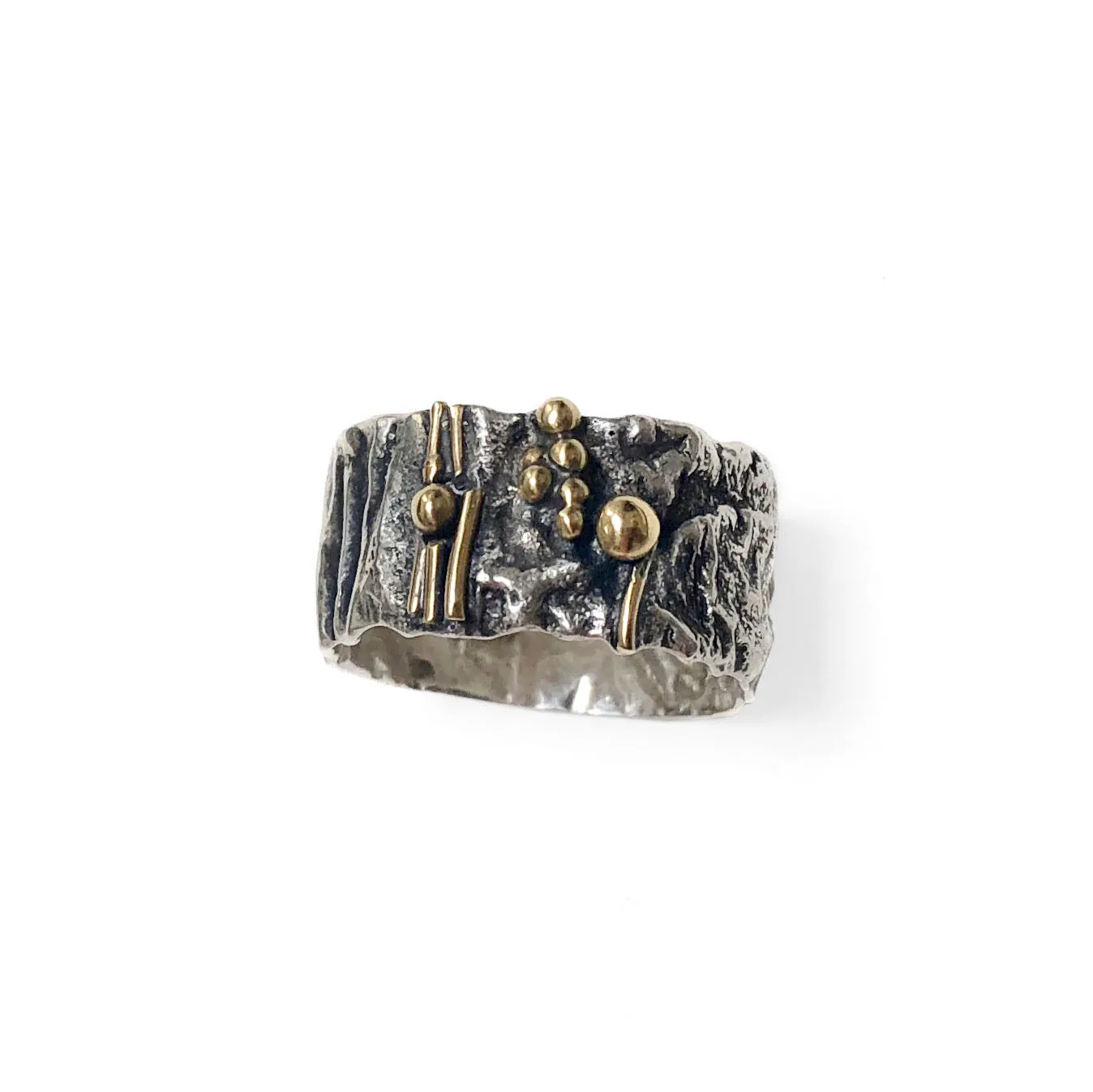 Reticulated Silver Ring with 18k Gold Accent