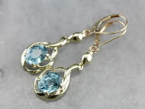 Retro Blue Zircon Drop Earrings