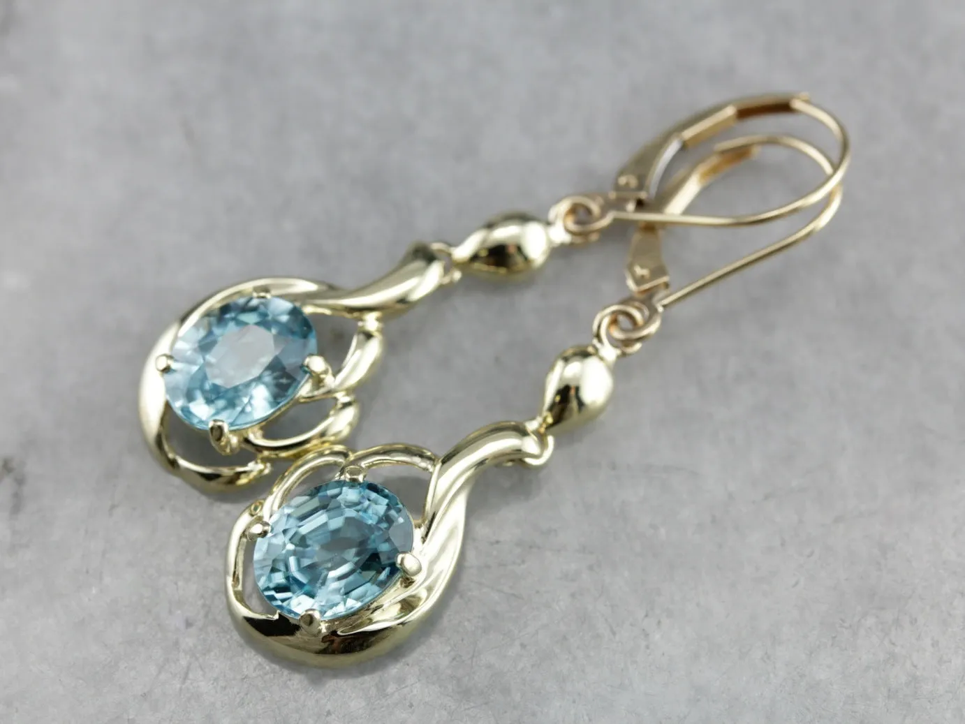 Retro Blue Zircon Drop Earrings