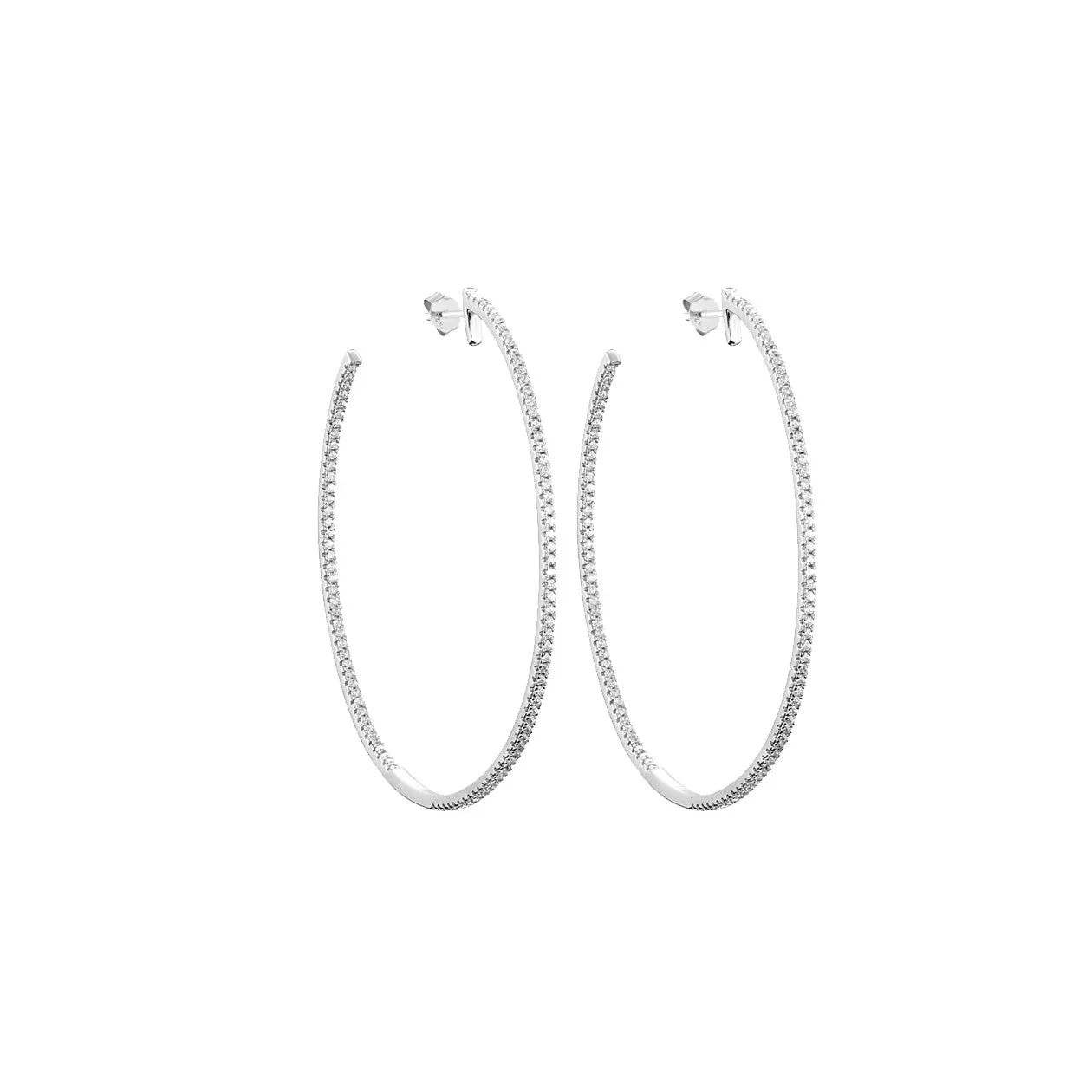 Rhodium plated 925 silver earrings assembled with zirconium oxide