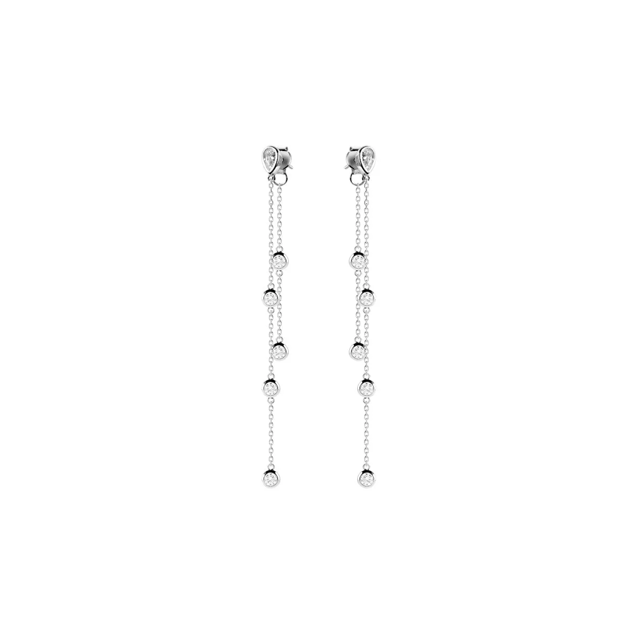 Rhodium plated 925 silver earrings assembled with zirconium oxide