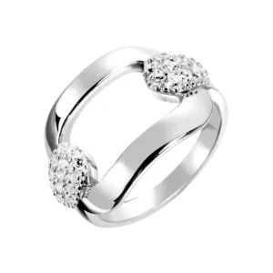 Rhodium plated 925 silver ring assembled with zirconium oxide
