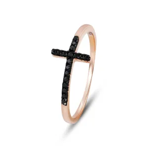Ring in 925 silver gilded with 18k rose gold assembled with black zirconium oxide