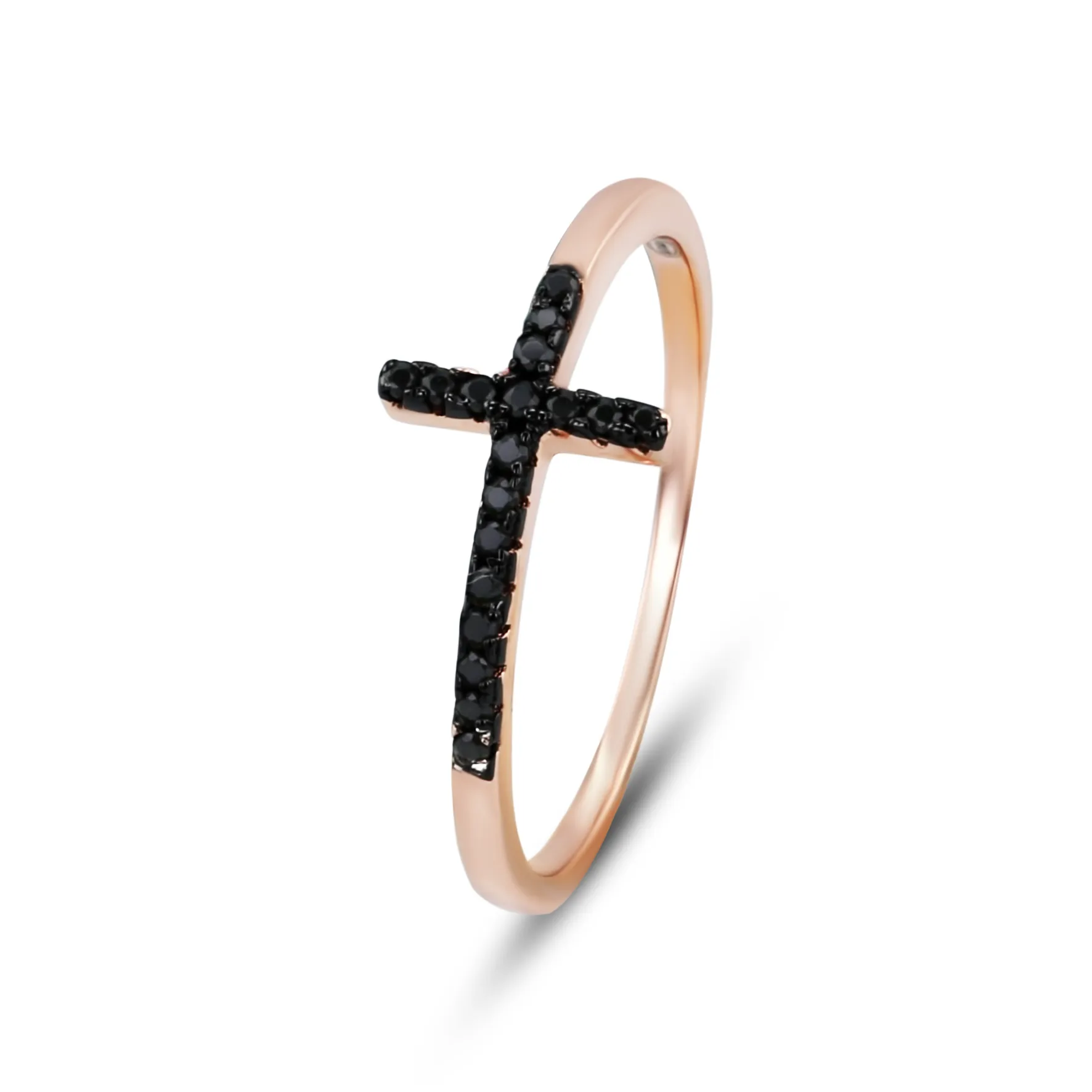 Ring in 925 silver gilded with 18k rose gold assembled with black zirconium oxide