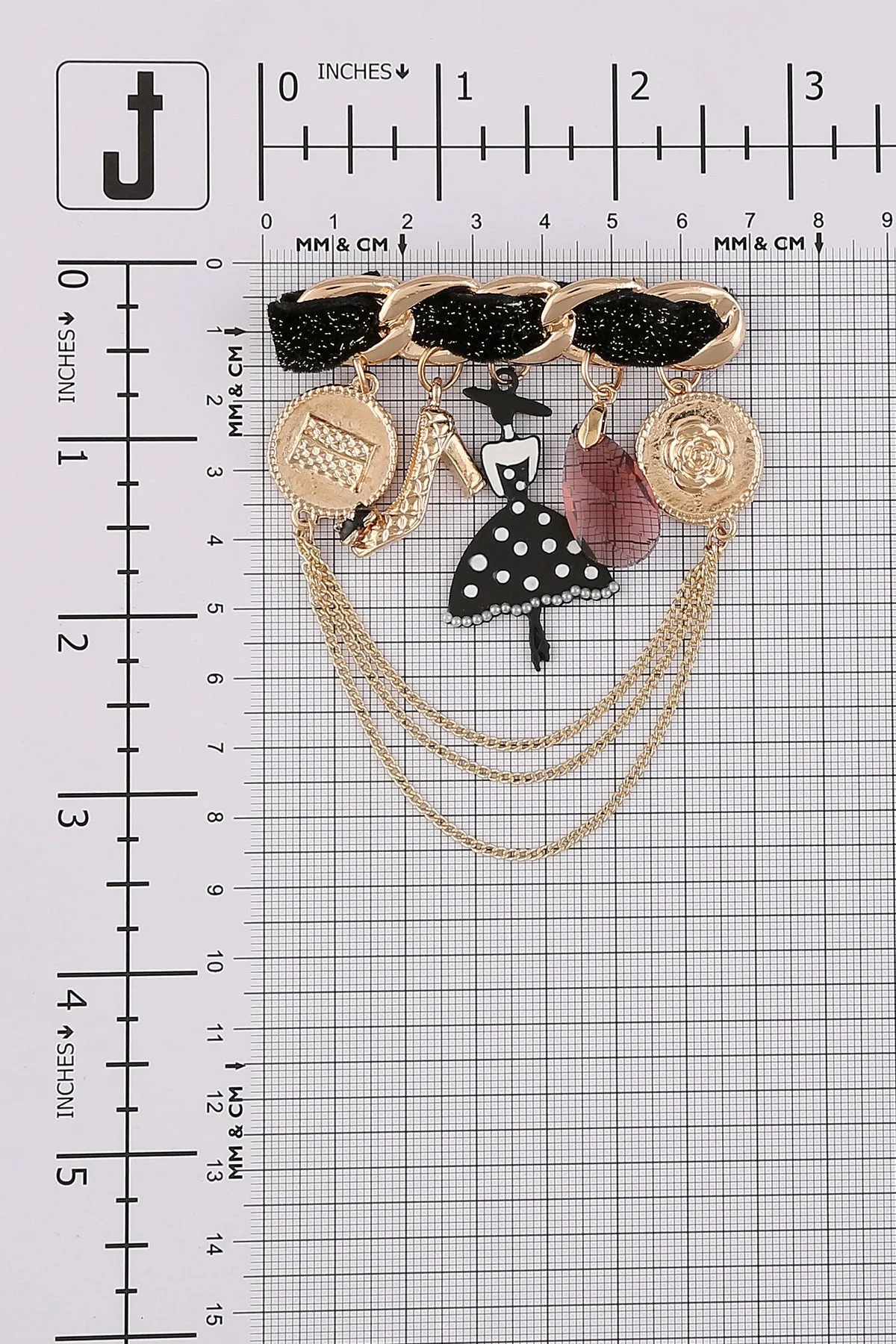 Romantic Elegant Minimalist Retro Hanging Shiny Finish Metal Pin Brooch